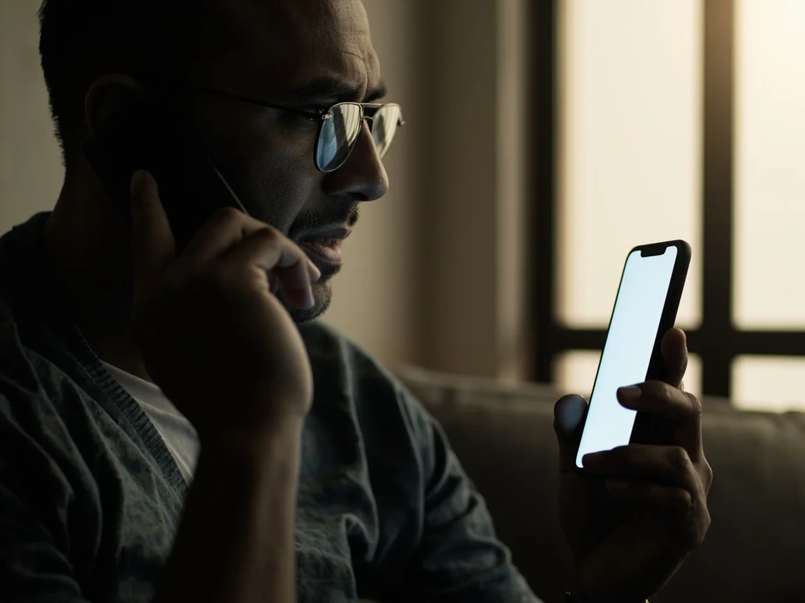 A hand choosing a single contact on a smartphone at home